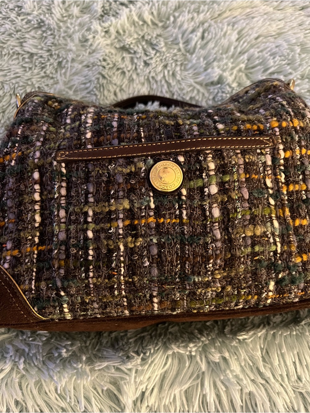 Coach Chelsea Boucle Tweed, Leather & Suede Pocket Satchel RARE STUNNING EUC - Picture 4 of 14